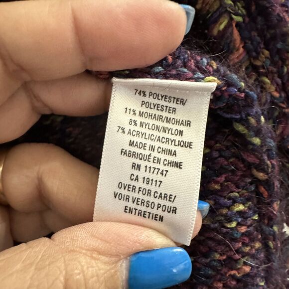 David Brooks Womens Cardigan Knit Purple Y2K Retro Cabincore Winter Mohair Large - Picture 5 of 5